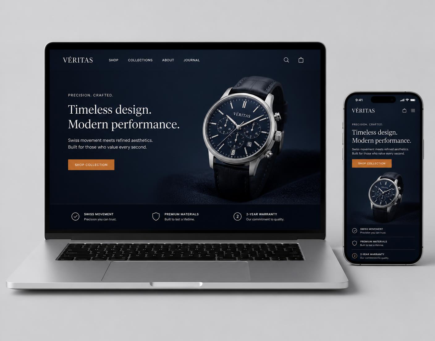 Moderne Website und Onlineshop auf Laptop und Smartphone